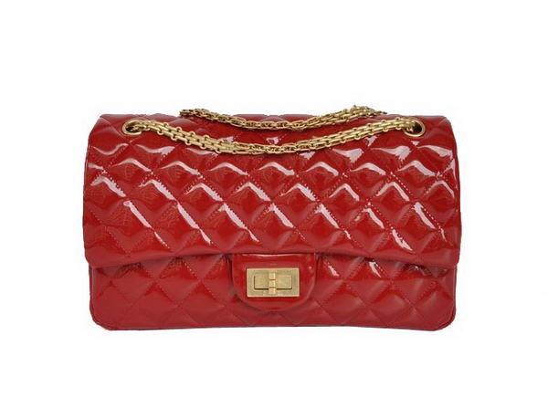 Best Ladies Chanel A30227 Red Patent Leather Jumbo Flap Bags Gold Replica